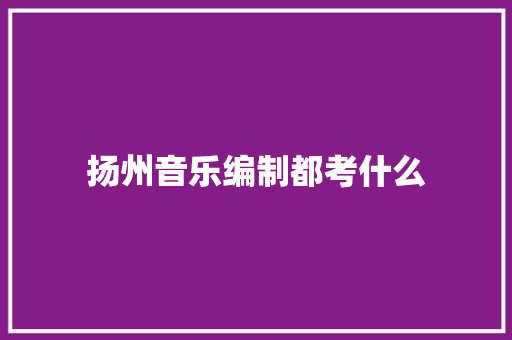 扬州音乐编制都考什么