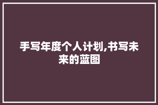 手写年度个人计划,书写未来的蓝图 成语大全