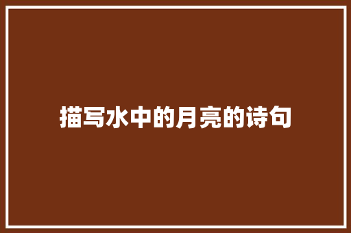 描写水中的月亮的诗句