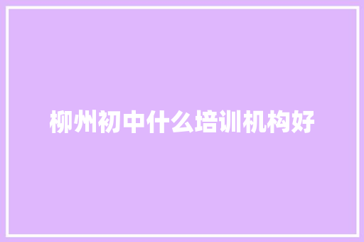 柳州初中什么培训机构好