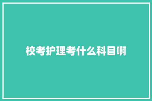校考护理考什么科目啊