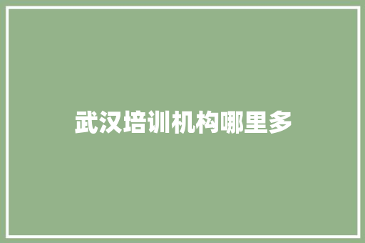 武汉培训机构哪里多
