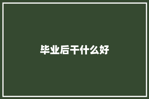 毕业后干什么好