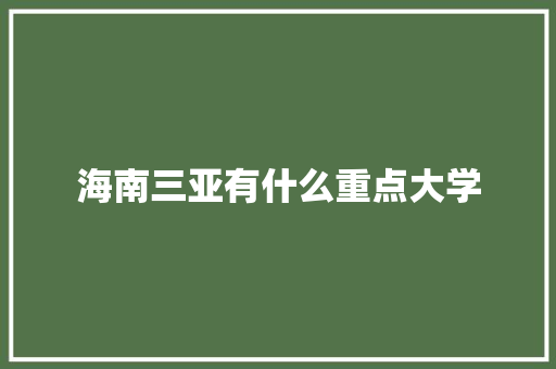 海南三亚有什么重点大学