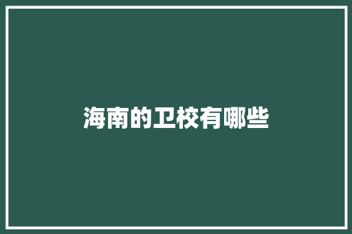 海南的卫校有哪些