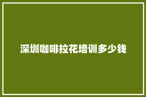深圳咖啡拉花培训多少钱