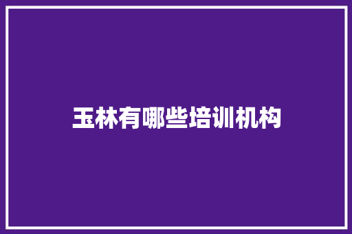 玉林有哪些培训机构