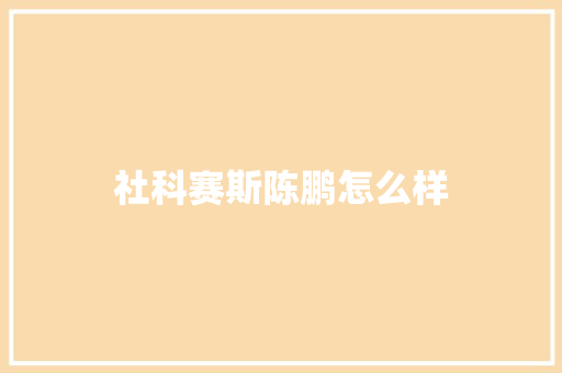社科赛斯陈鹏怎么样