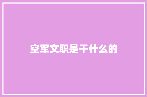 空军文职是干什么的