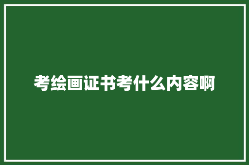 考绘画证书考什么内容啊