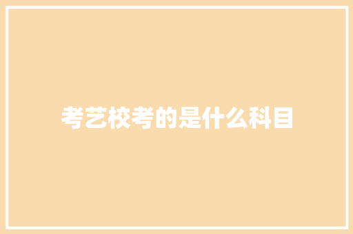 考艺校考的是什么科目