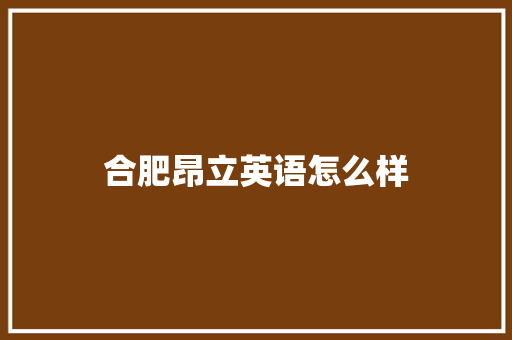 合肥昂立英语怎么样 个人简历