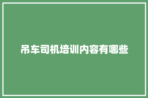 吊车司机培训内容有哪些