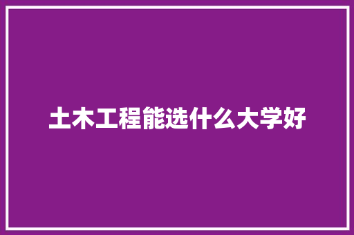 土木工程能选什么大学好