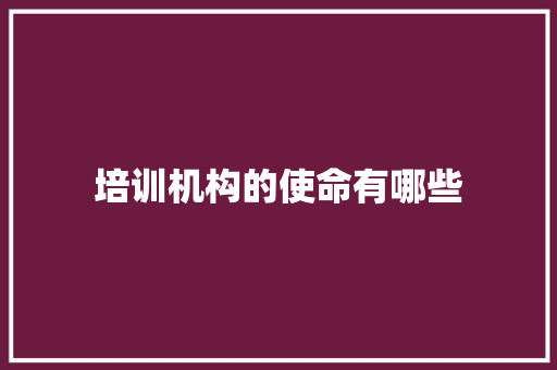 培训机构的使命有哪些 成语大全