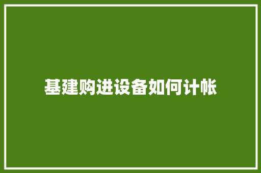 基建购进设备如何计帐