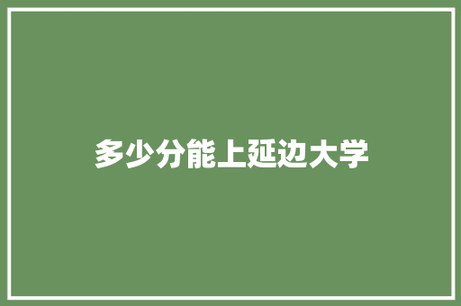 多少分能上延边大学