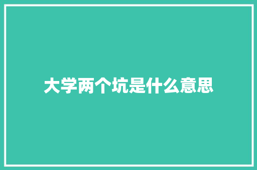 大学两个坑是什么意思