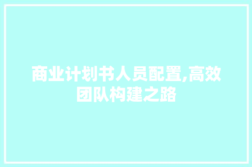 商业计划书人员配置,高效团队构建之路