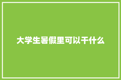 大学生暑假里可以干什么