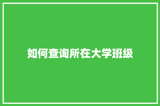 如何查询所在大学班级