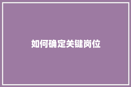 如何确定关键岗位