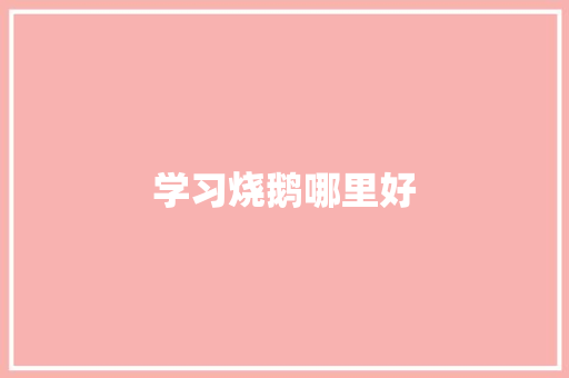 学习烧鹅哪里好