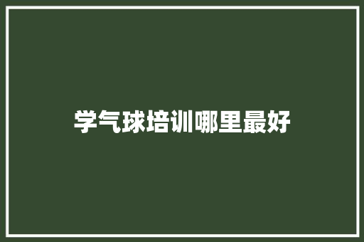学气球培训哪里最好