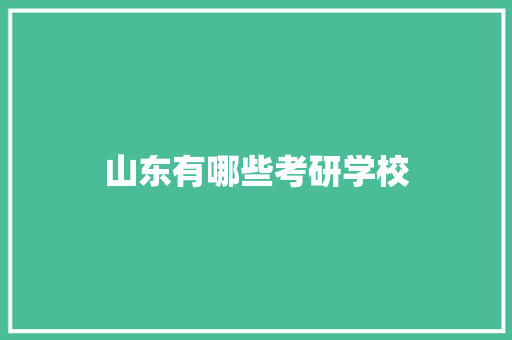 山东有哪些考研学校