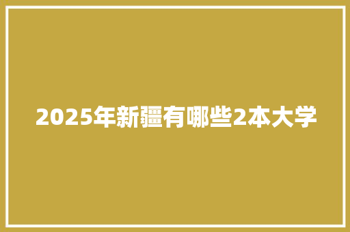 2025年新疆有哪些2本大学