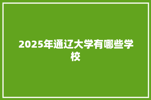 2025年通辽大学有哪些学校
