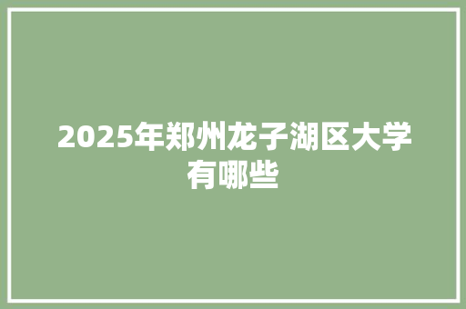 2025年郑州龙子湖区大学有哪些
