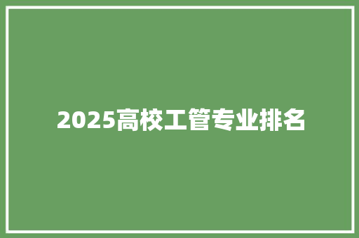 2025高校工管专业排名