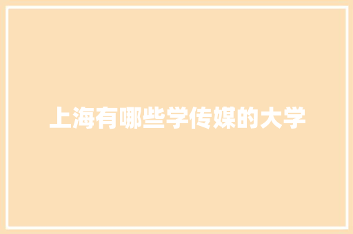上海有哪些学传媒的大学