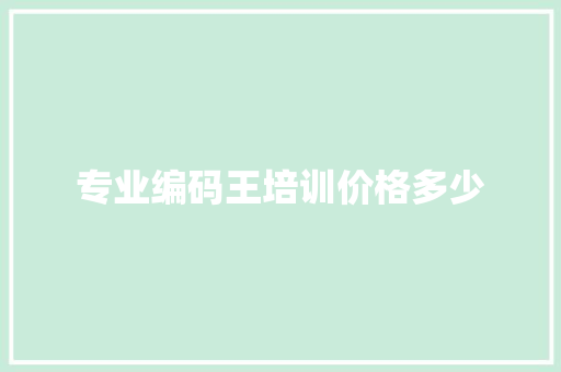 专业编码王培训价格多少