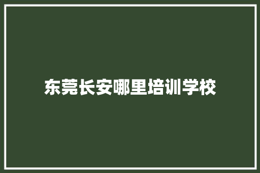 东莞长安哪里培训学校