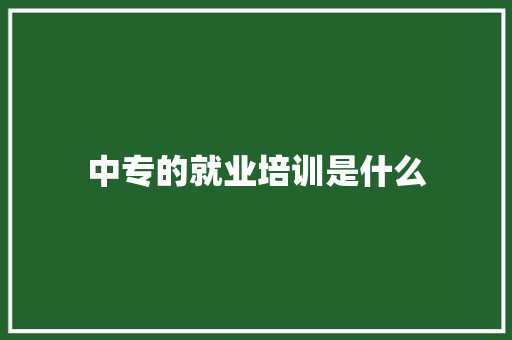 中专的就业培训是什么
