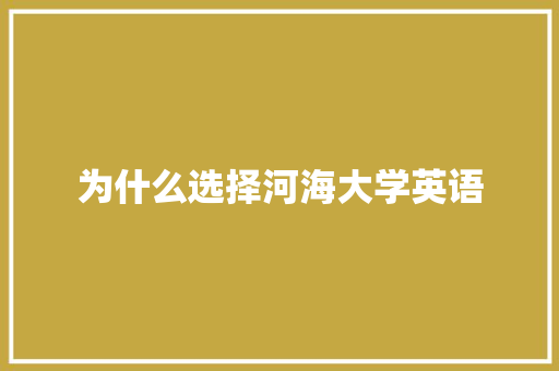 为什么选择河海大学英语