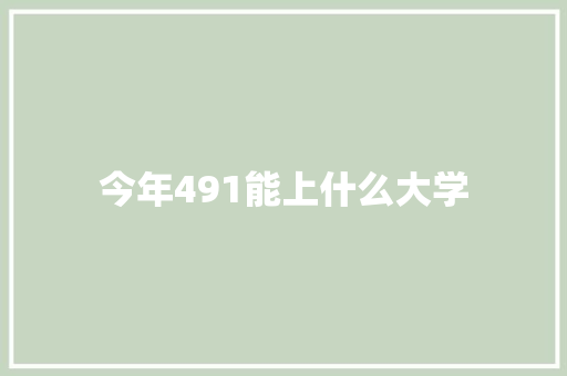 今年491能上什么大学