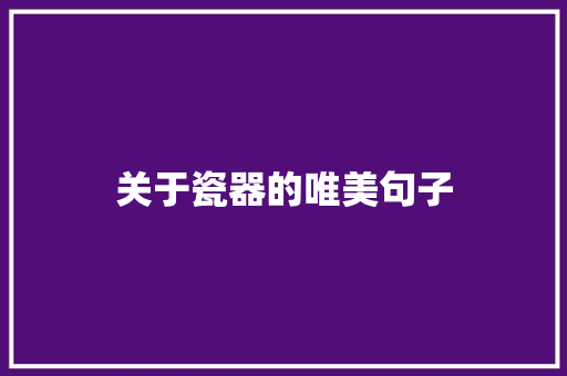 关于瓷器的唯美句子