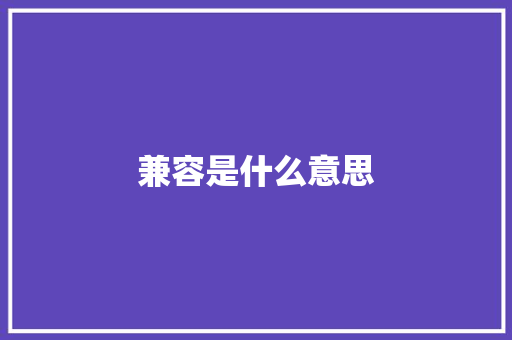 兼容是什么意思