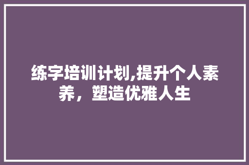 练字培训计划,提升个人素养，塑造优雅人生