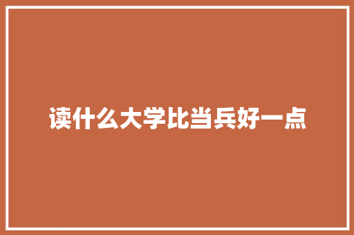 读什么大学比当兵好一点