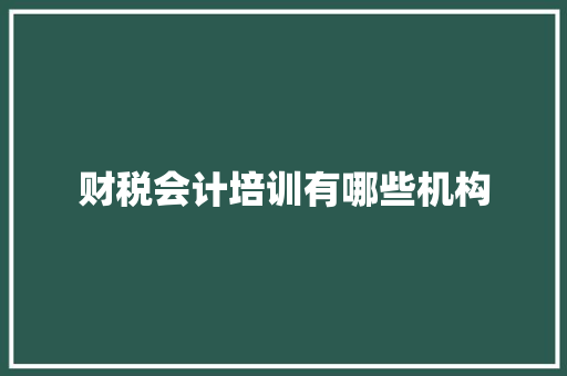 财税会计培训有哪些机构 演讲稿