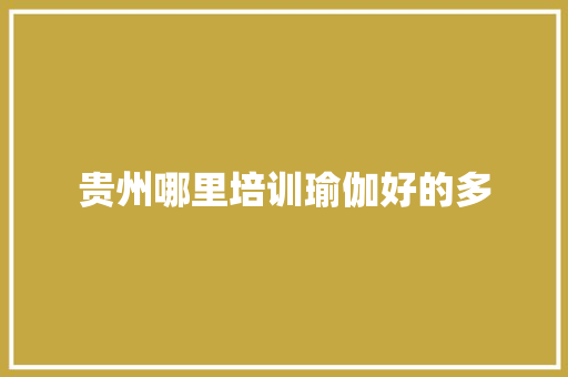 贵州哪里培训瑜伽好的多