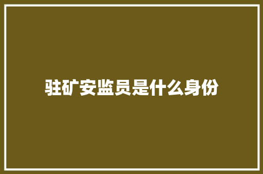 驻矿安监员是什么身份