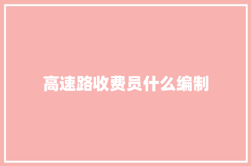高速路收费员什么编制