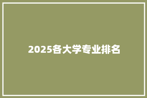 2025各大学专业排名