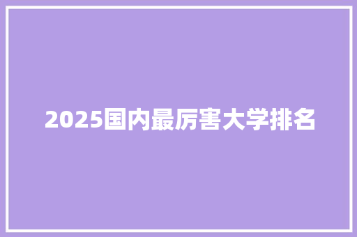2025国内最厉害大学排名