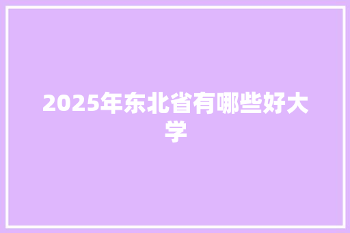 2025年东北省有哪些好大学